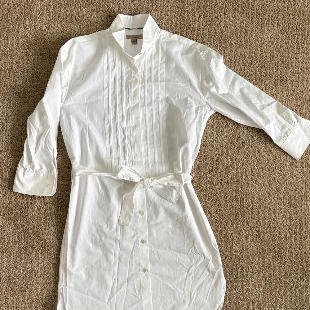 Burberry White 3/4 Sleeve Dress